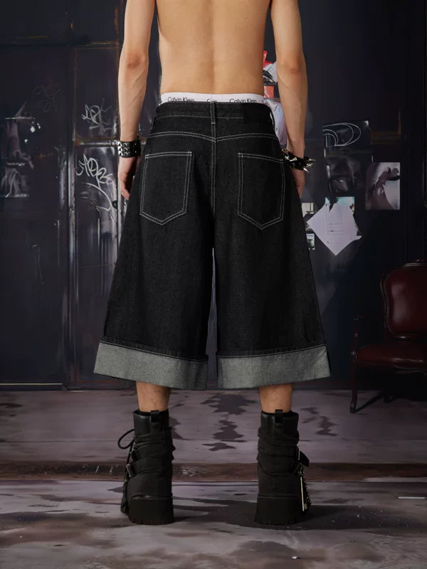 Wide Leg Denim Shorts 4