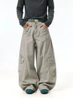 Wide Leg Distressed Cargo Pants 1