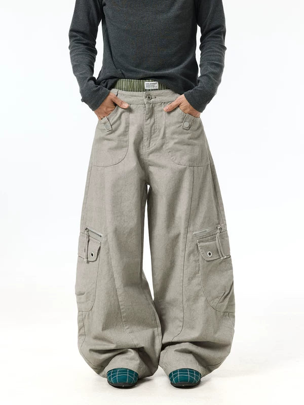 Wide Leg Distressed Cargo Pants 1