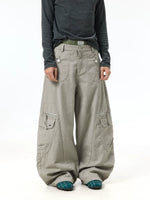 Wide Leg Distressed Cargo Pants 4