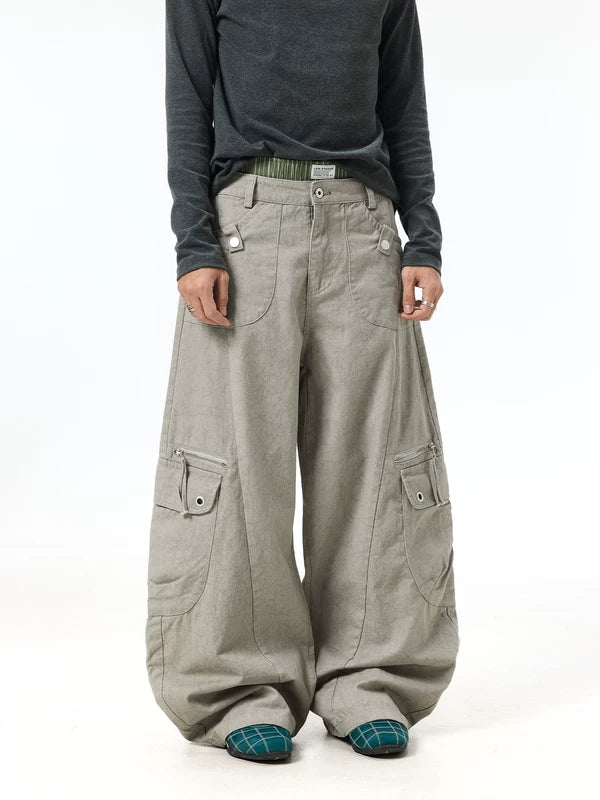 Wide Leg Distressed Cargo Pants 4