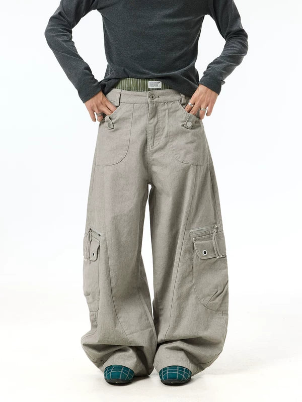 Wide Leg Distressed Cargo Pants 5