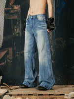 Wide Leg Distressed Vintage Wash Jeans Pants 2