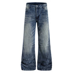 6033004425965,6033004425966,6033004425967,6033004425968,6033004425969, Wide Leg Distressed Vintage Wash Jeans Pants