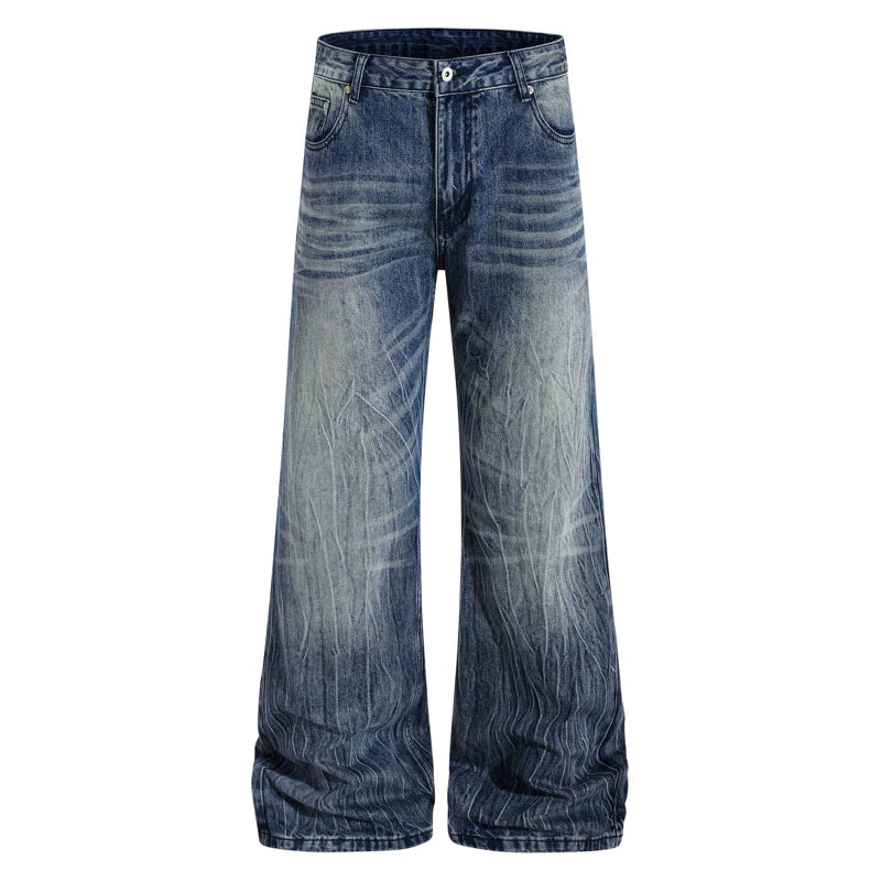 6033004425965,6033004425966,6033004425967,6033004425968,6033004425969, Wide Leg Distressed Vintage Wash Jeans Pants