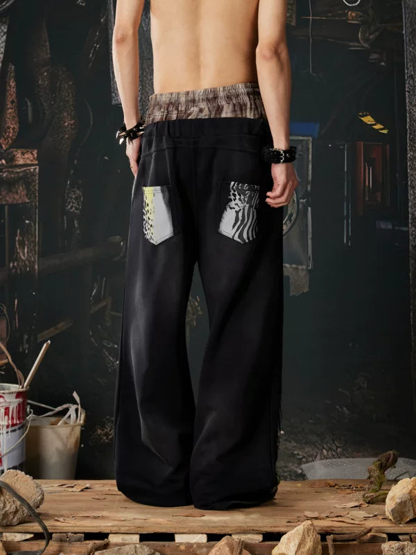 Wide Leg Double Waistband Graphic Sweatpants 3