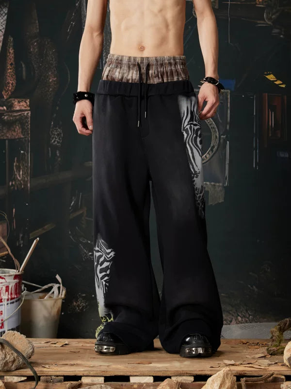 Wide Leg Double Waistband Graphic Sweatpants 5