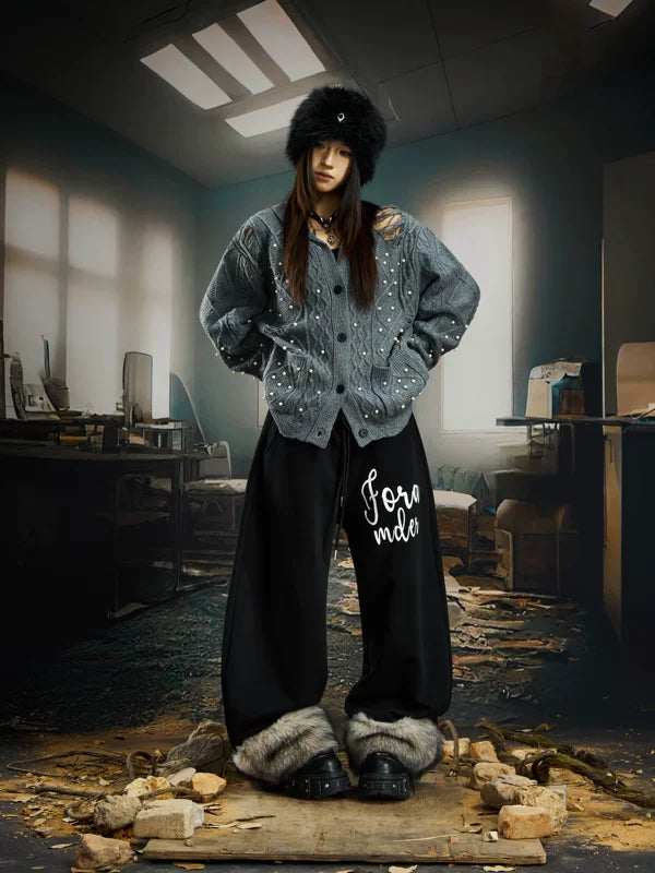 Wide-Leg Drawstring Graphic Sweatpants 5