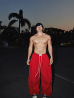 Wide-Leg Drawstring Paratrooper Casual Pants 1