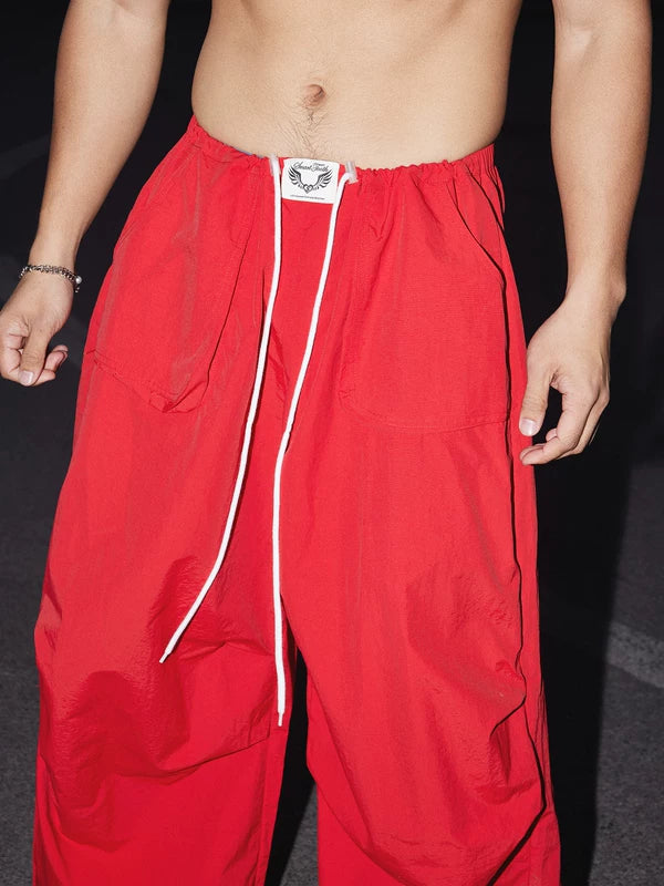 Wide-Leg Drawstring Paratrooper Casual Pants 3