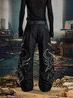 Wide Leg Embroidered Denim Pants 3