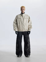 Wide Leg Embroidered Denim Pants 5