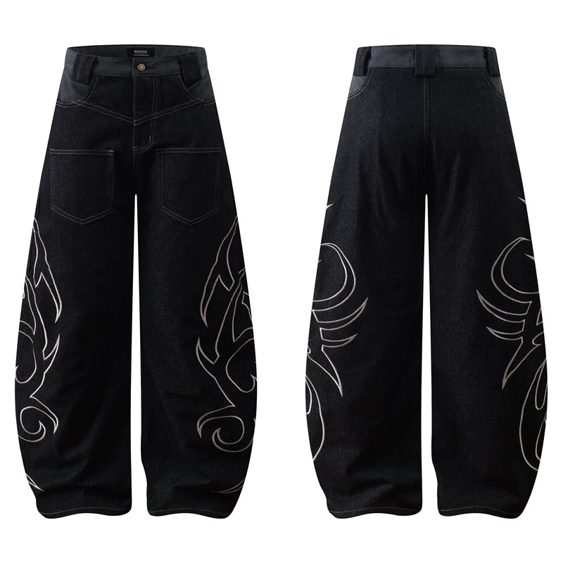 6066496786519,6066496786520,6066496786521,6066496786522,6066496786523, Wide Leg Embroidered Denim Pants