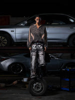 Wide Leg Gradient Zebra Print Jeans Pants 3