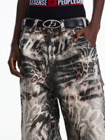 Wide Leg Gradient Zebra Print Jeans Pants 4