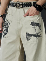Wide Leg Graffiti Pocket Work Pants 3
