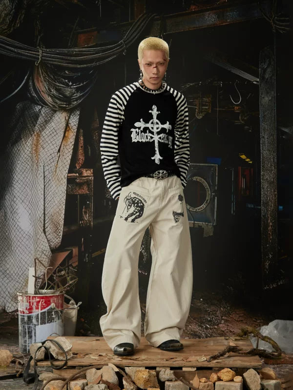 Wide Leg Graffiti Pocket Work Pants 4