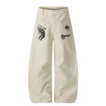 6197993655408,6197993655409,6197993655410,6197993655411, Wide Leg Graffiti Pocket Work Pants