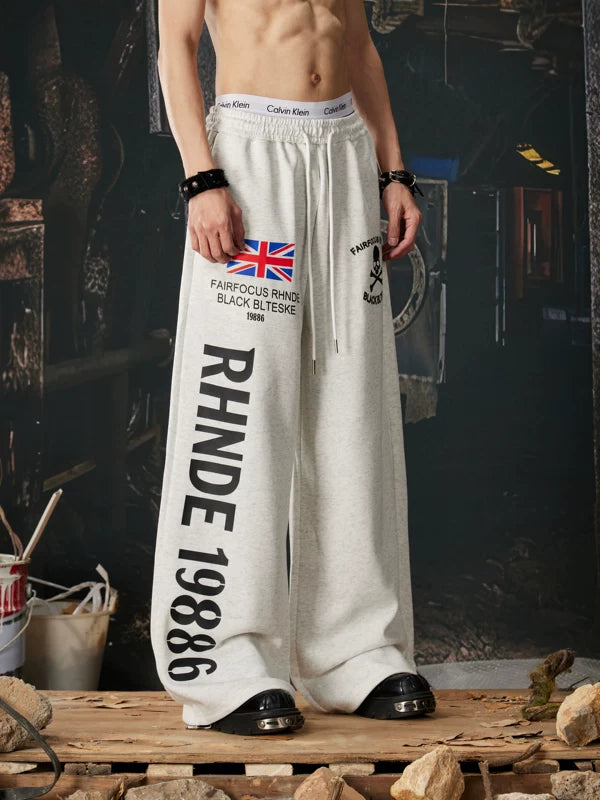 Wide Leg Graphic Print Sweatpants Pants 2