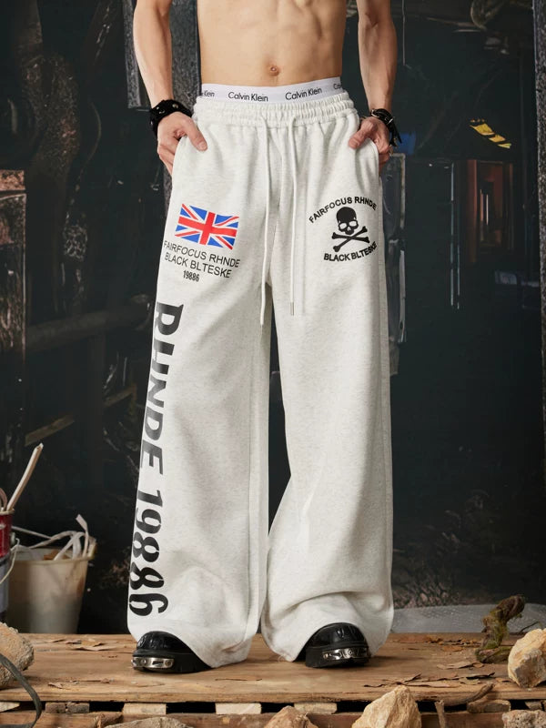 Wide Leg Graphic Print Sweatpants Pants 3