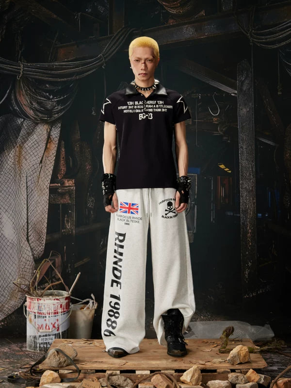 Wide Leg Graphic Print Sweatpants Pants 4