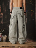 Wide-Leg Letter Print Casual Pants 1