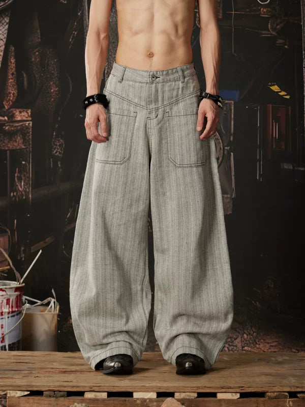 Wide-Leg Letter Print Casual Pants 2