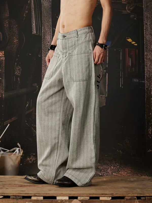 Wide-Leg Letter Print Casual Pants 5
