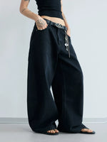 Wide-Leg Loose Fit Denim Pants 2