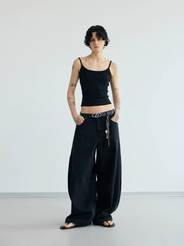 Wide-Leg Loose Fit Denim Pants 4