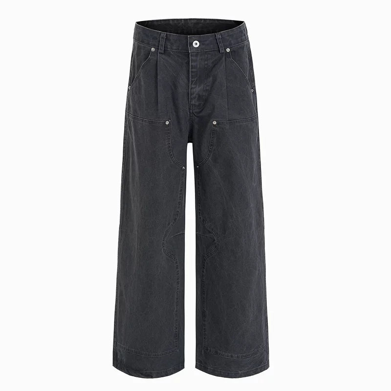 6018005525859,6018005525860,6018005525861,6018005525862, Wide-Leg Loose Fit Work Pants