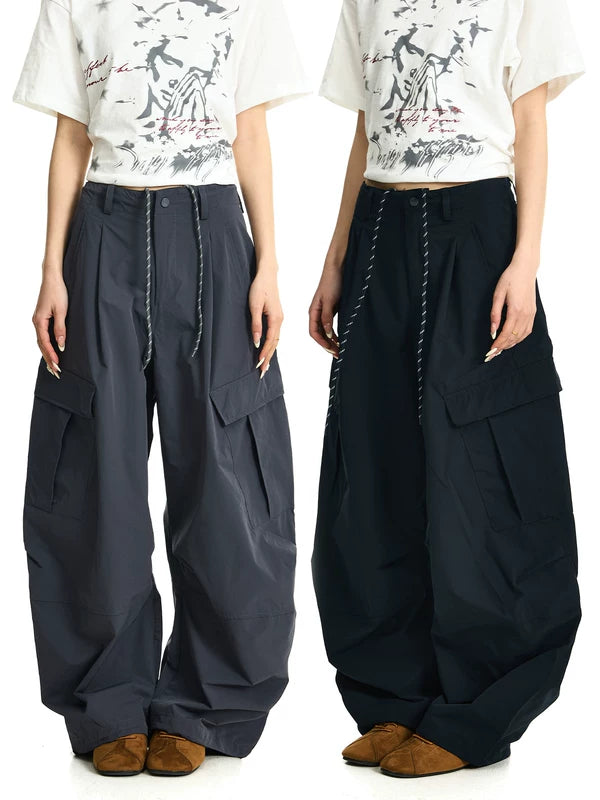 Wide Leg Multi-Pocket Paratrooper Cargo Pants 1