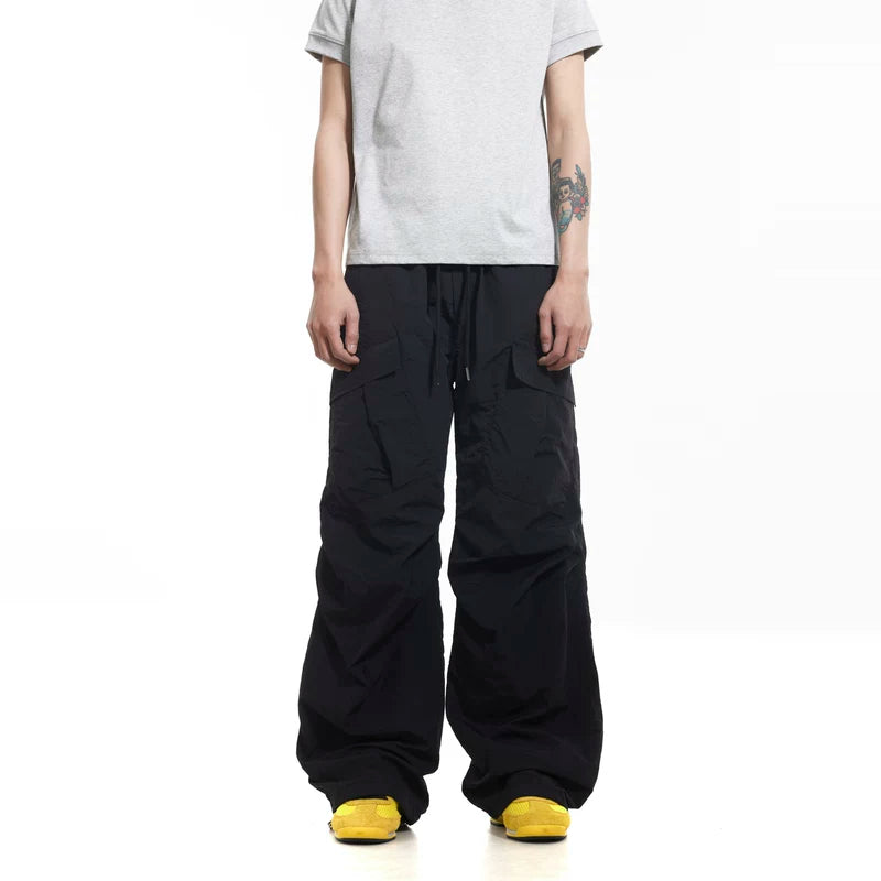 5755574689386,5755574689387,5755574689388, Wide Leg Nylon Cargo Paratrooper Pants