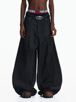 Wide Leg Pleated Denim Baggy Pants 3