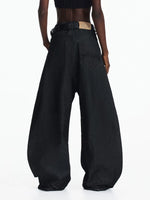 Wide Leg Pleated Denim Baggy Pants 4