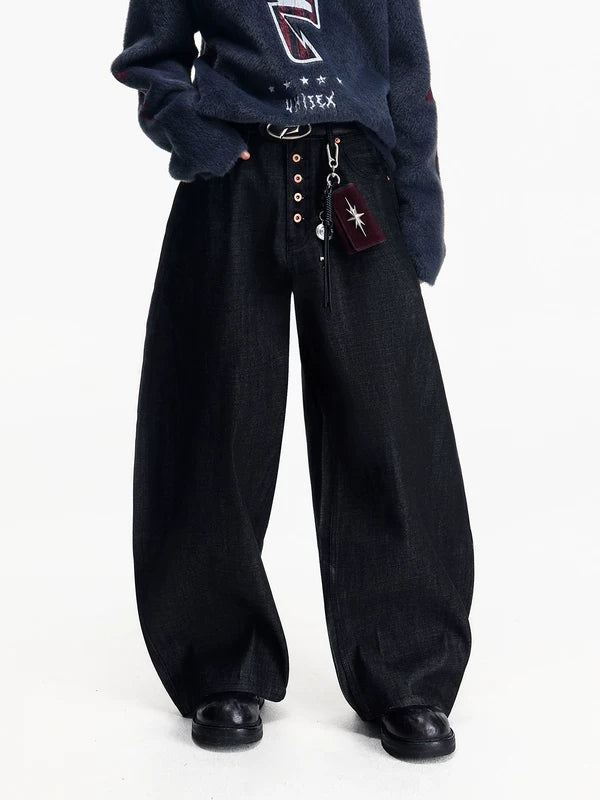 Wide Leg Raw Denim Baggy Pants 2