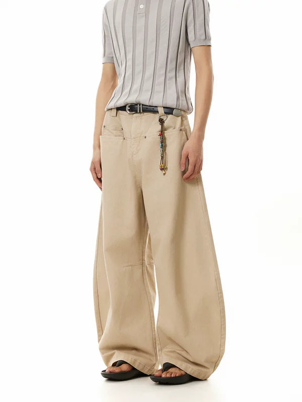Wide-Leg Retro Pleated Pocket Pants 1