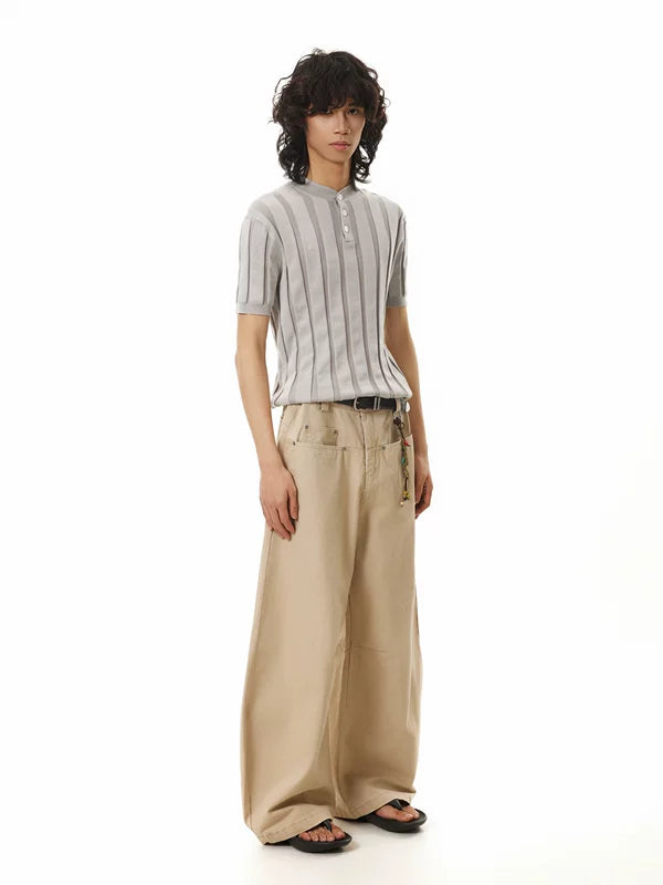 Wide-Leg Retro Pleated Pocket Pants 5
