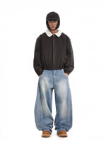 Wide Leg Retro Washed Denim Pants 4