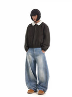 Wide Leg Retro Washed Denim Pants 5