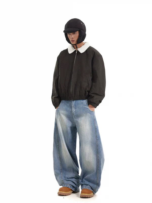 Wide Leg Retro Washed Denim Pants 5