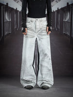 Wide-Leg Ruched Straight Jeans Pants 1