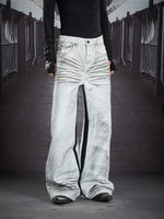 Wide-Leg Ruched Straight Jeans Pants 2