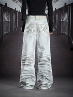 Wide-Leg Ruched Straight Jeans Pants 3