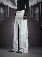 Wide-Leg Ruched Straight Jeans Pants 4