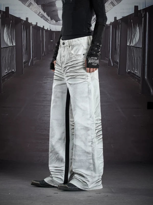 Wide-Leg Ruched Straight Jeans Pants 4