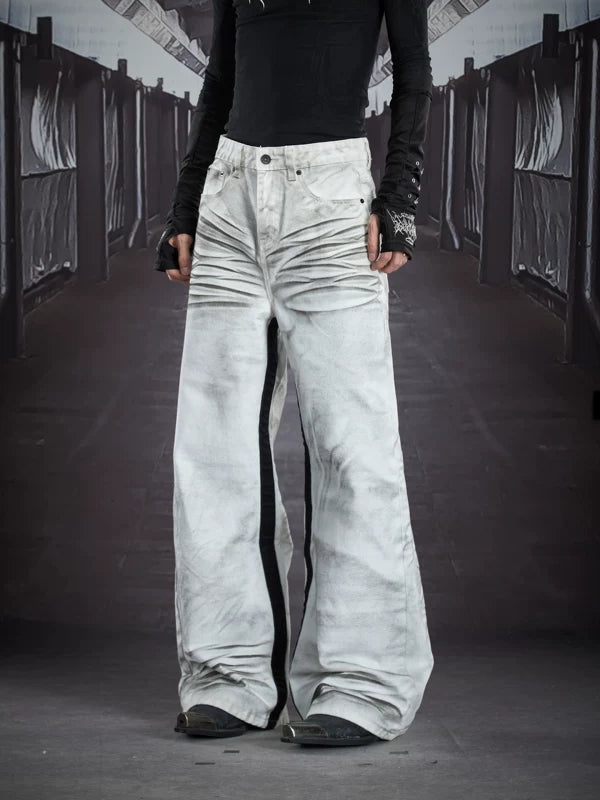 Wide-Leg Ruched Straight Jeans Pants 5