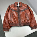 Wide-Leg Sheepskin Leather Bomber Jacket 2