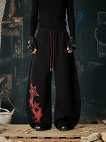 Wide Leg Star Print Drawstring Sweatpants 1
