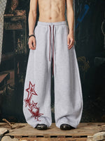 Wide Leg Star Print Drawstring Sweatpants 2